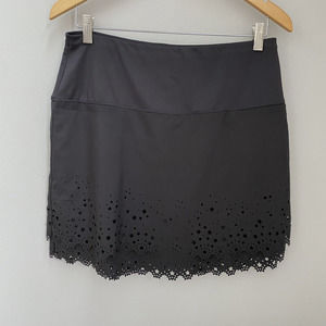 LUCKY IN LOVE SZ M Skirt Skort Tennis Golf Pickleball Black Scalloped Edge